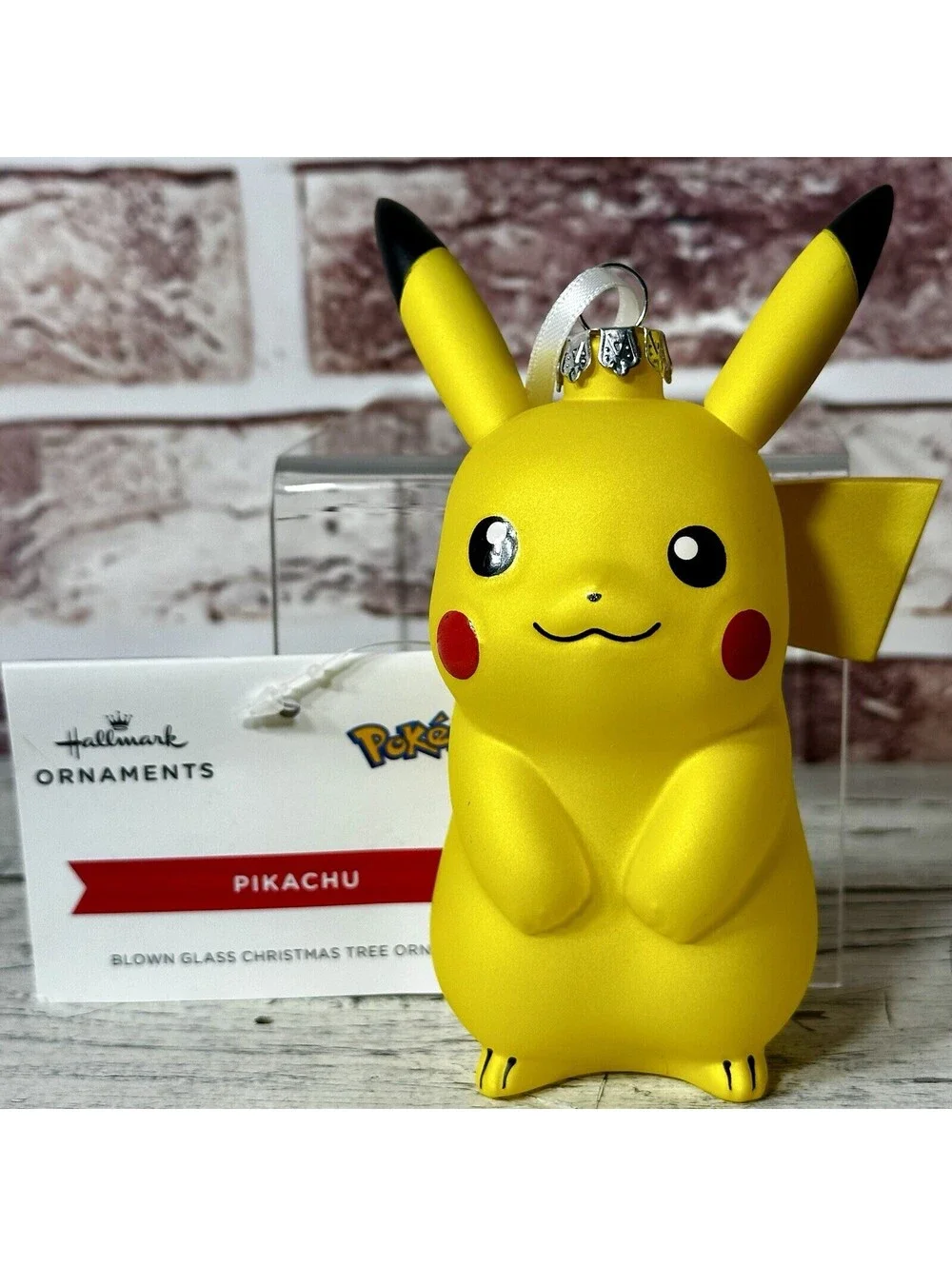 NWT 2023 Hallmark Pokémon Pikachu Blown Glass Christmas Ornament